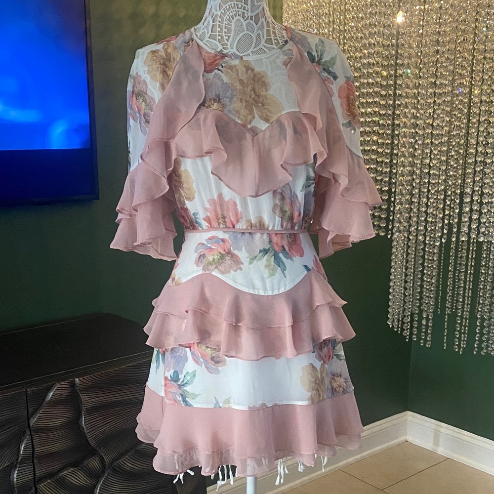 TALULAH Pink and White Floral Mini Dress
